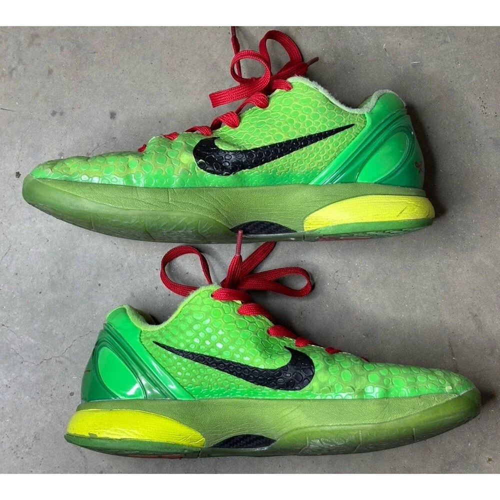 Nike Zoom Kobe 6 Grinch Low Green Basketball Shoes CW2190-300 Size 6.5 Youth